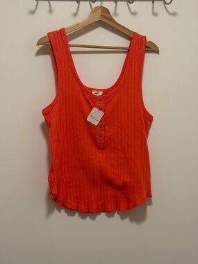 Free People Ribbed Henley Tank Top NWT, size large